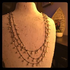 Three Bands Necklace with Pearls